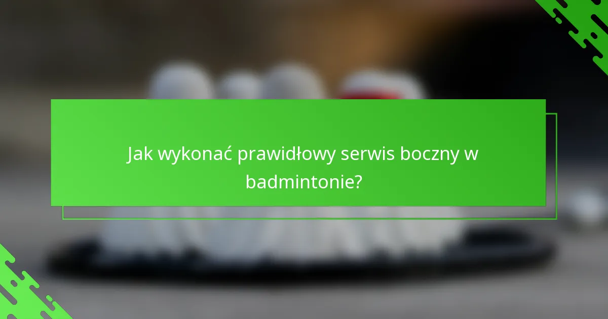 Jak wykonać prawidłowy serwis boczny w badmintonie?