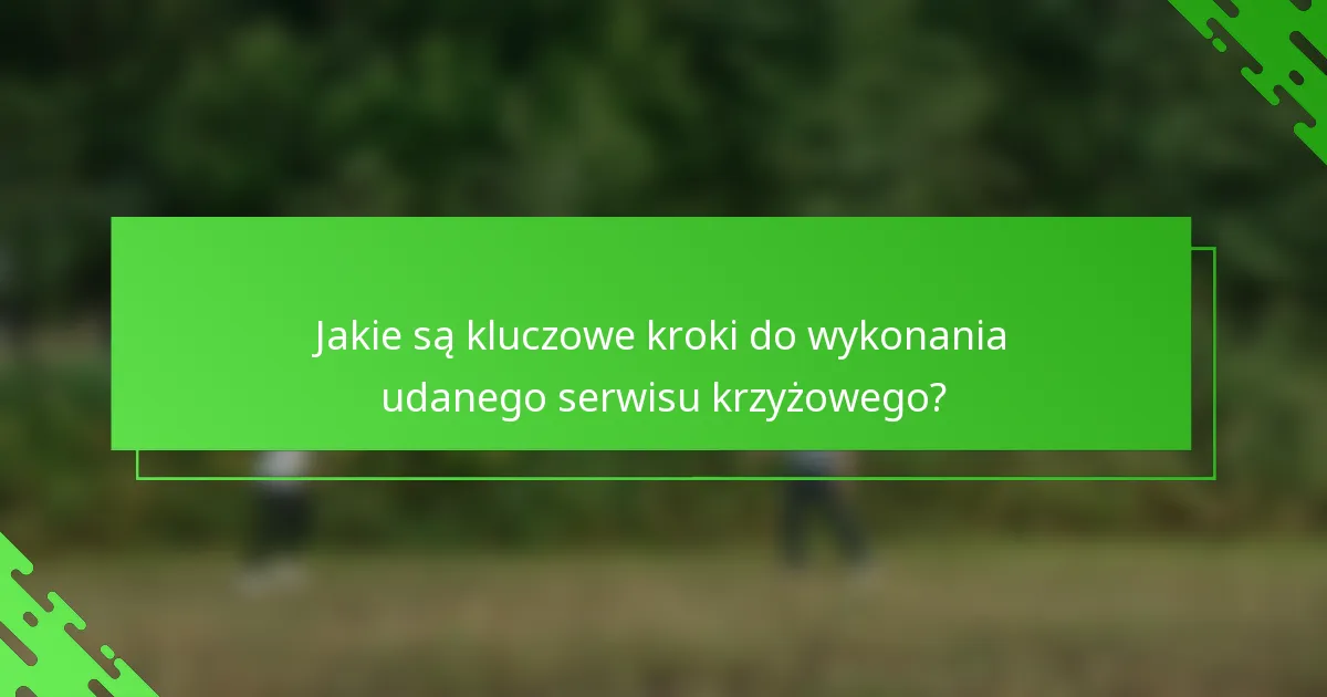 Jakie są kluczowe kroki do wykonania udanego serwisu krzyżowego?