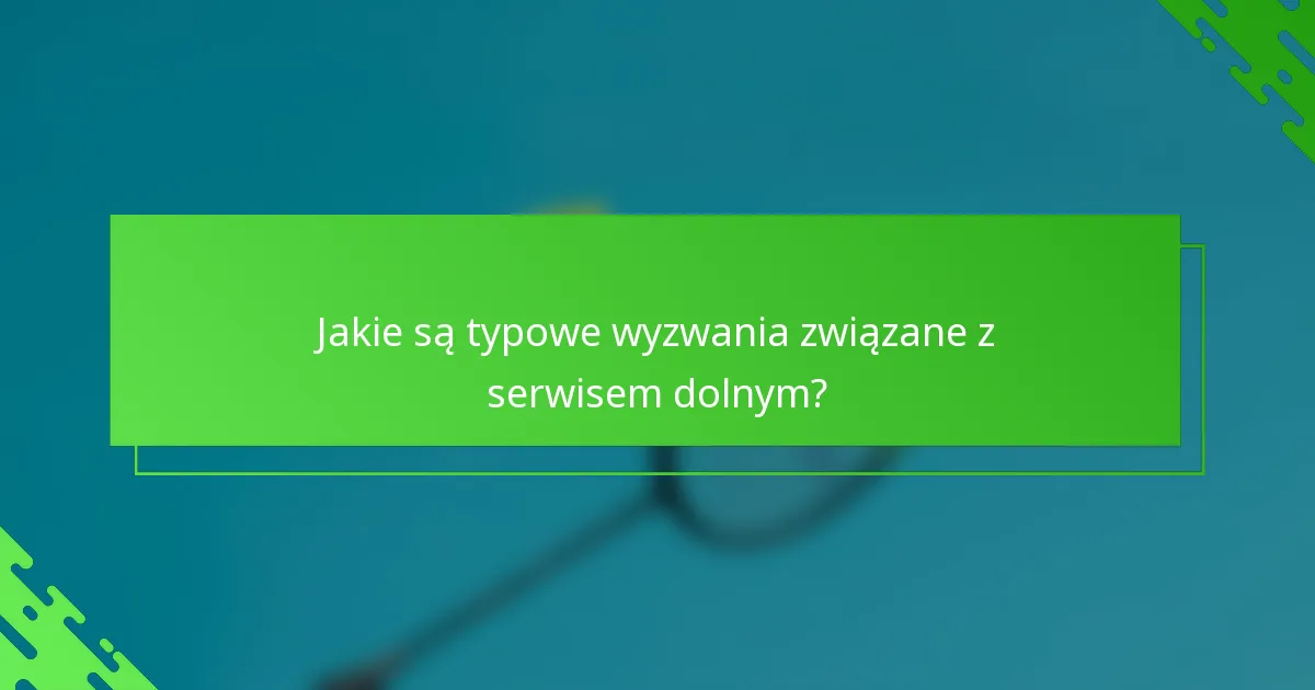 Jakie są typowe wyzwania związane z serwisem dolnym?